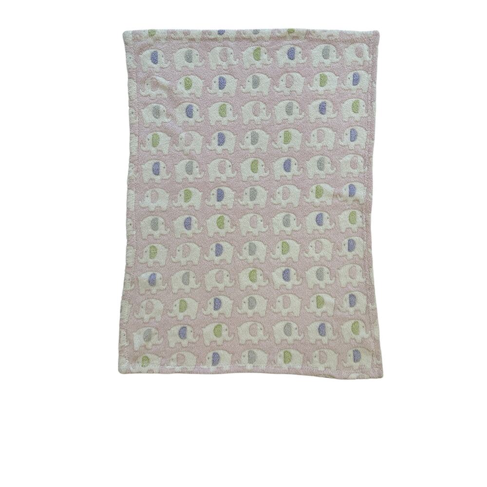Stephan Baby Elephant Pink Purple Green Embossed Baby Blanket Lovey Security